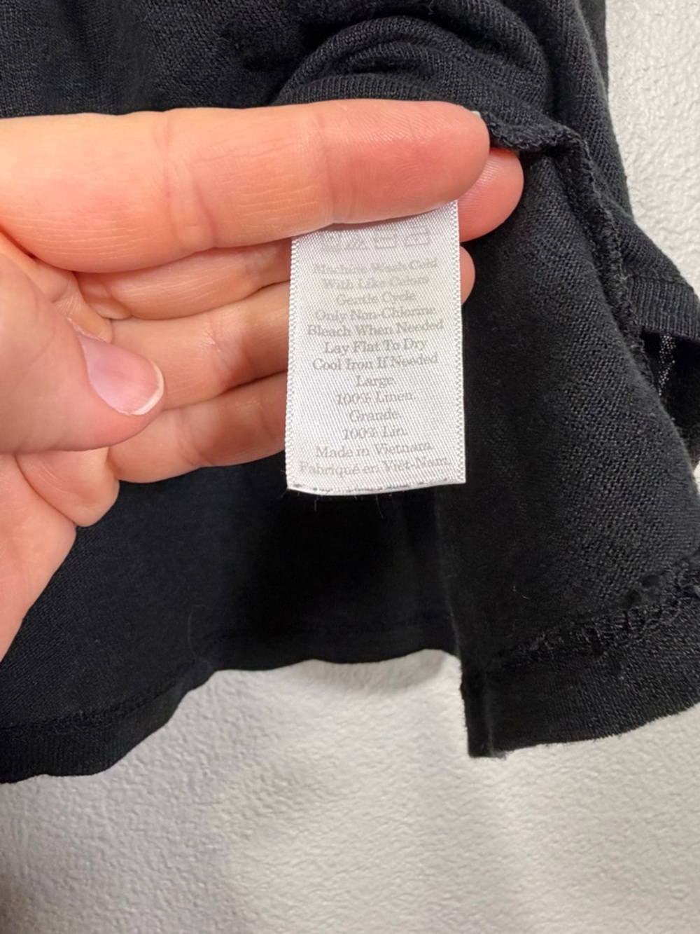 Everlane Shirt Black V-Neck Short Sleeve Tee 100% Linen Classic T-Shirt Women L - Picture 3 of 6